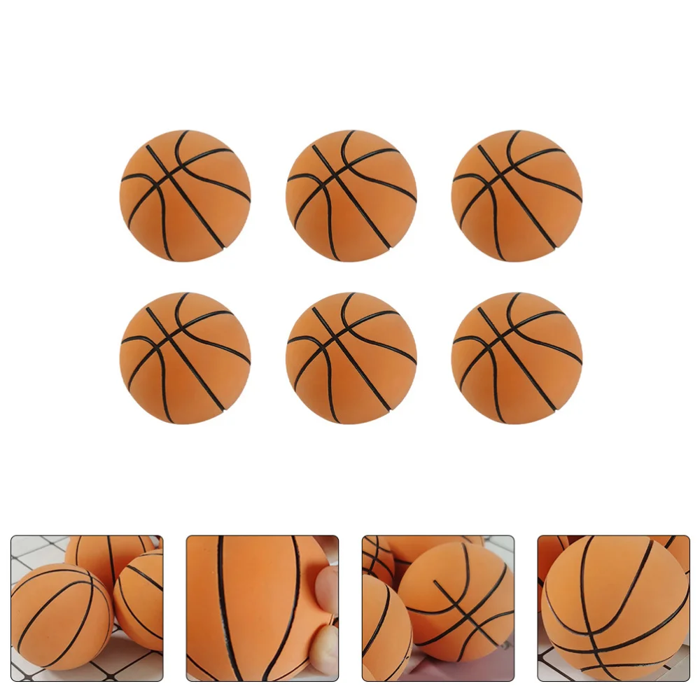 

1 Set 6Pcs Eco-friendly Kids Toys Rubber Mini Basketball Toys Playthings (Brown)