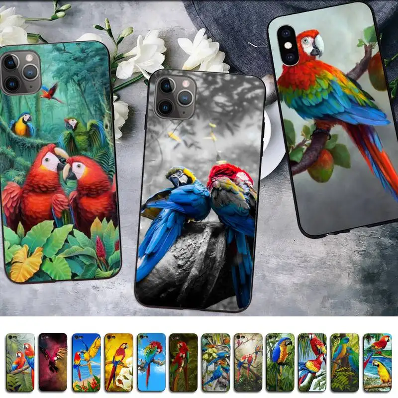 

MaiYaCa Parrot Art Painting Phone Case for iPhone 11 12 13 mini pro XS MAX 8 7 6 6S Plus X 5S SE 2020 XR case