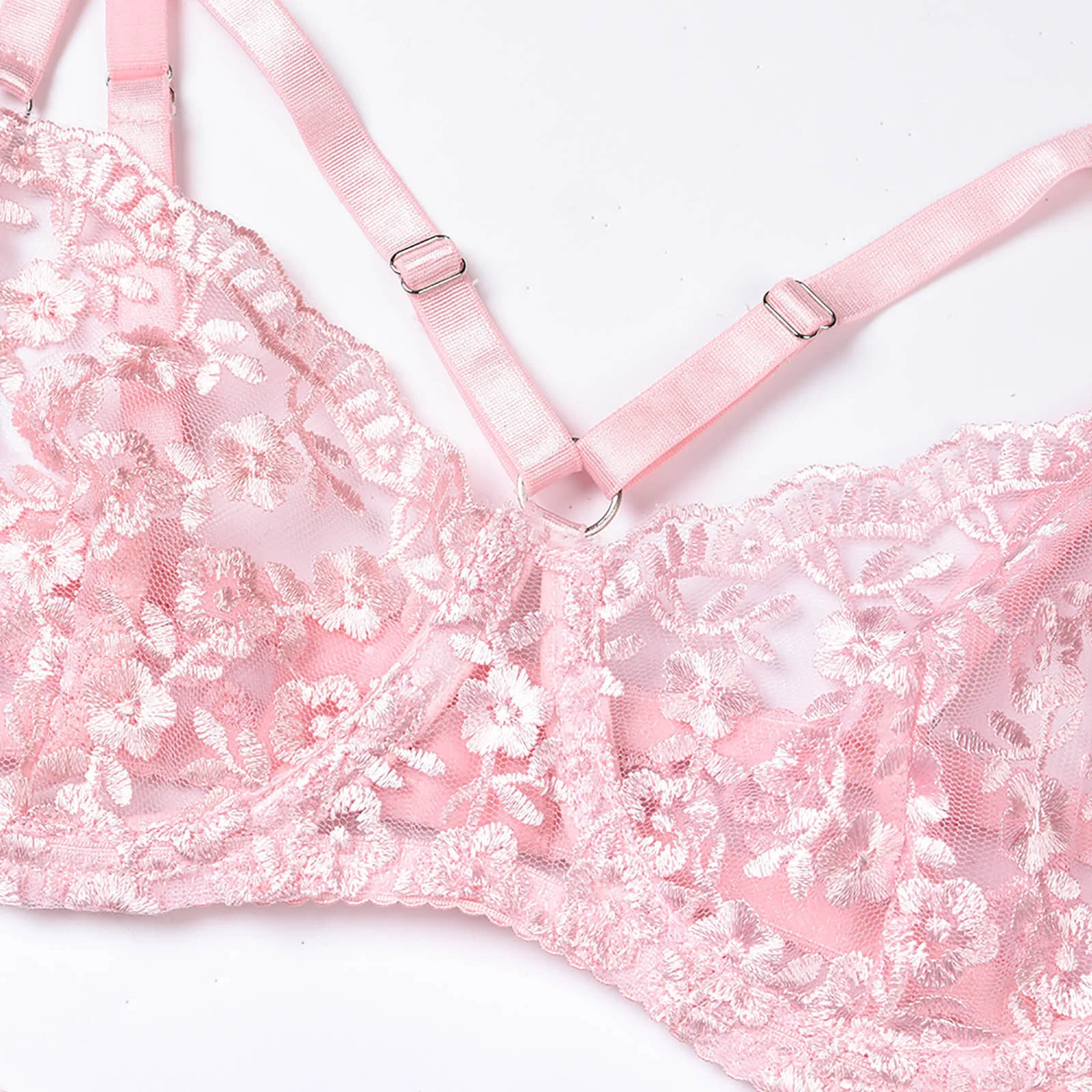 

3PC Women Lace Sexy Embroidery Lingerie Bra G-String Garter Set See Through Babydolls Hot Porno Sleepwear Erotic Lenceria