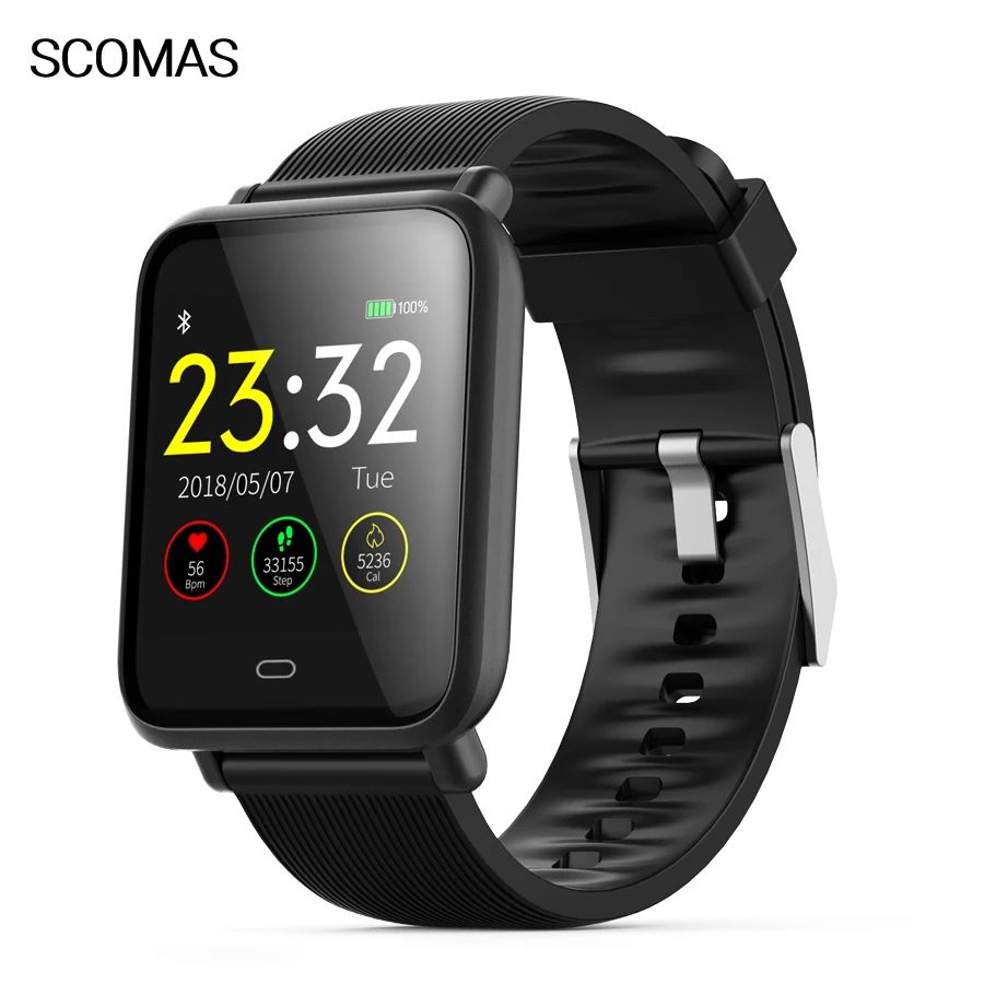 Смарт часы SCOMAS Q9 1 3 дюйма IPS IP67 с тонометром и Пульсометром|Смарт-часы| |