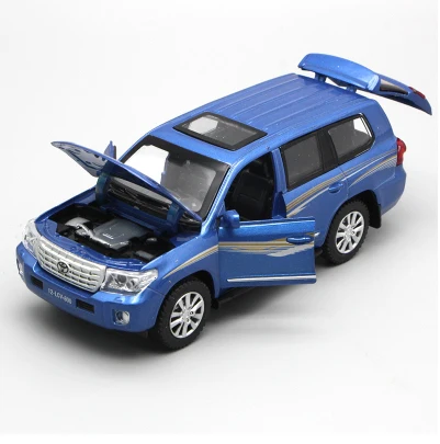 Blue Высокая имитация 1:32 автомобилей Toyota LAND CRUISER литые под давлением модели автомобилей игрушки с вытягивающимся назад звуковым светом для детей Детские игрушки - Цвет: Blue