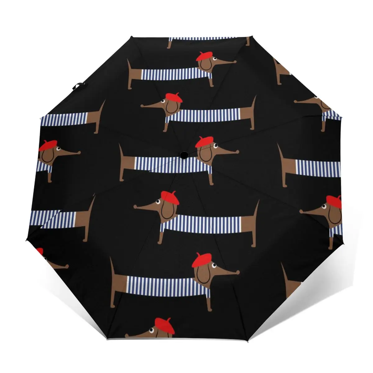 

Automatic Umbrella Cartoon Parisian Dachshund three-fold umbrella women men rain umbrella
