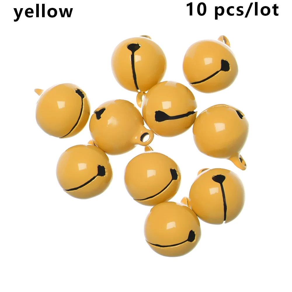 yellow 10 шт цветные Свободные металлические бусины, железные колокольчики, рождественские подвесные Подвески, Колокольчик для елки, праздничные декоративные шары, поделки своими руками - Цвет: yellow