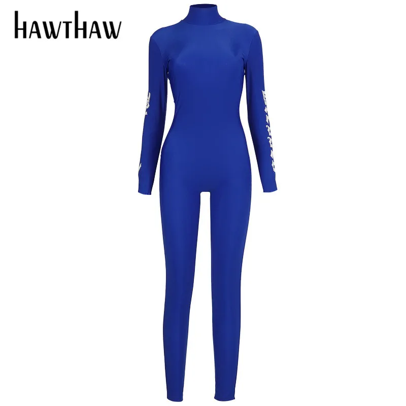 

Hawthaw Women Autumn Winter Long Sleeve Letter Print Bodycon Jumpsuit Romper 2020 Fall Clothes Streetwear Sportswear Tracksuit