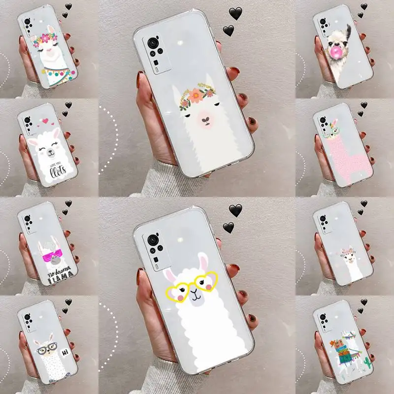 

Kawaii Cute Llama Alpaca Phone Case Transparent For VIVO S 9 7 6 IQOO NEO 7 5 3 Z3 Z1 X E pro Soft TPU Clear Mobile bags