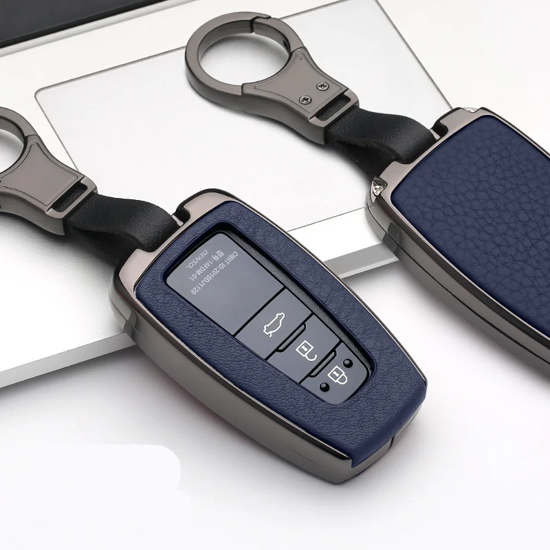 

Car Styling Zinc Alloy Leather Key Case Cover Shell For Toyota Prius Camry Corolla CHR CHR RAV4 Prado 2017 2018 2019 Accessories