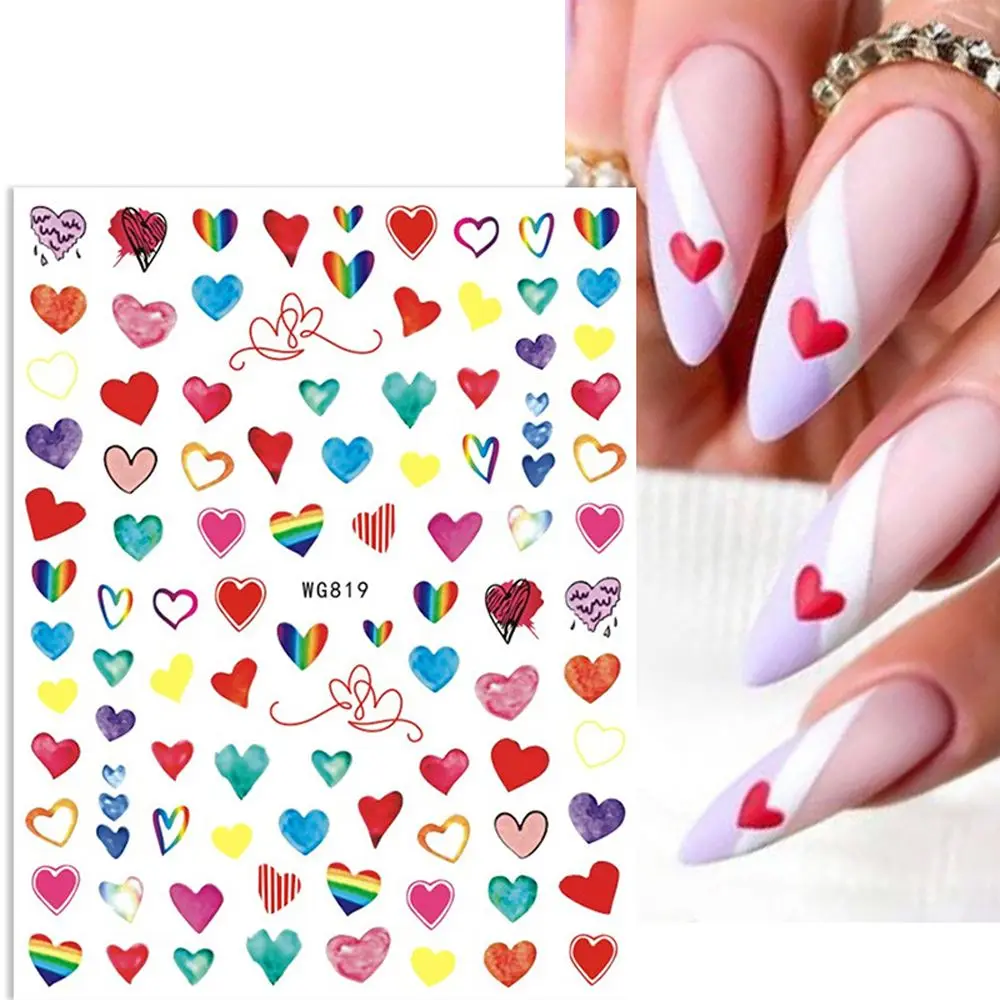 

Red lips English Letter Heart Valentine Day Nail Stickers Nail Art Decorations Nail Decals Manicure Accessories