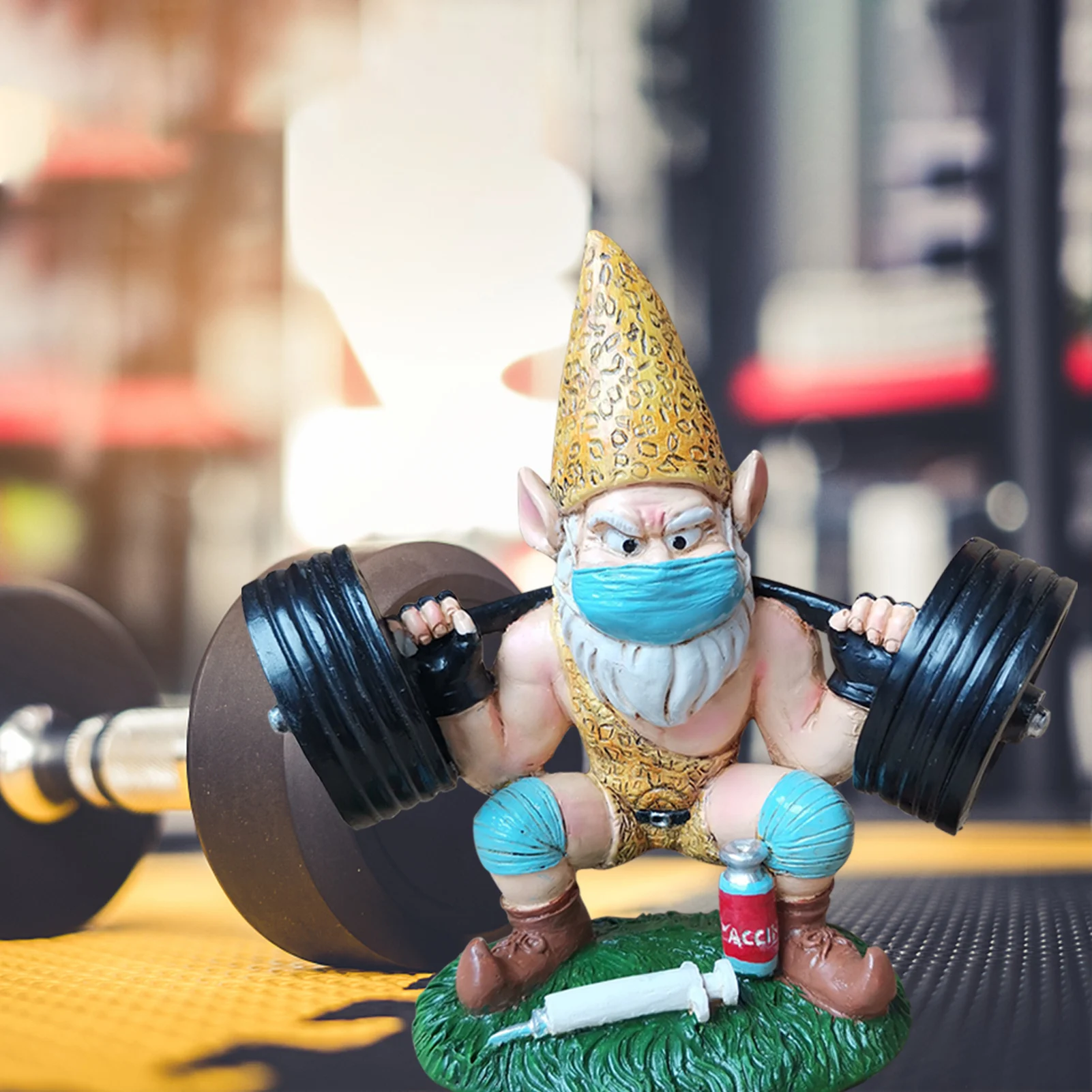 

Weightlift Gnome Garden Statue Resin Weatherproof White Beard Gnome Figurines Ornament Home Gym Decor best service