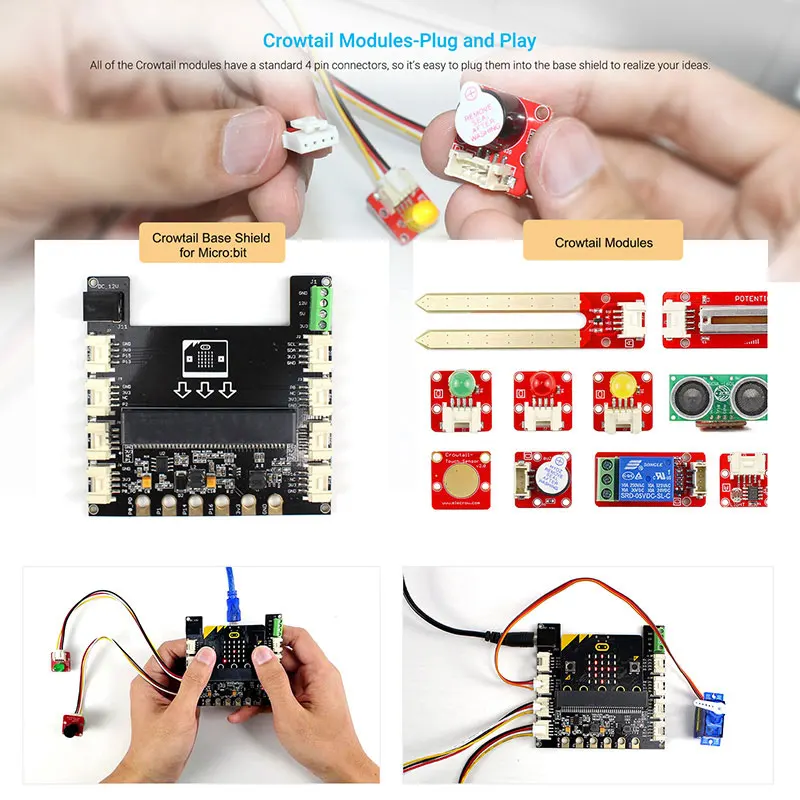 Elecrow Crowtail стартовый комплект для Micro:bit программирования Обучающий набор с 20