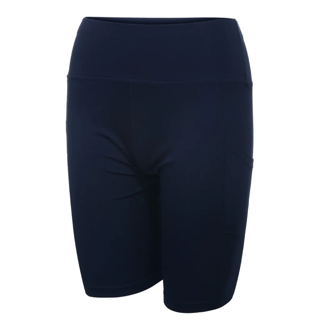 1Pc Lady Tightening Bodybuilding Knee Length Yoga Pants Two-Side Pockets Durable Breathable Legging Fitness Cloth Blue | Спорт и