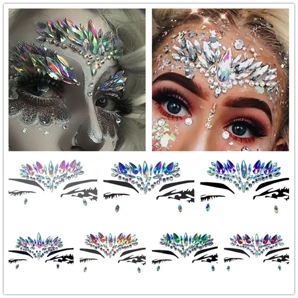 

Temporary Rhinestone Glitter Tattoo Stickers Face Jewels Gems Festival Party Makeup Body Jewels Flash Fake Temporary Tattoos