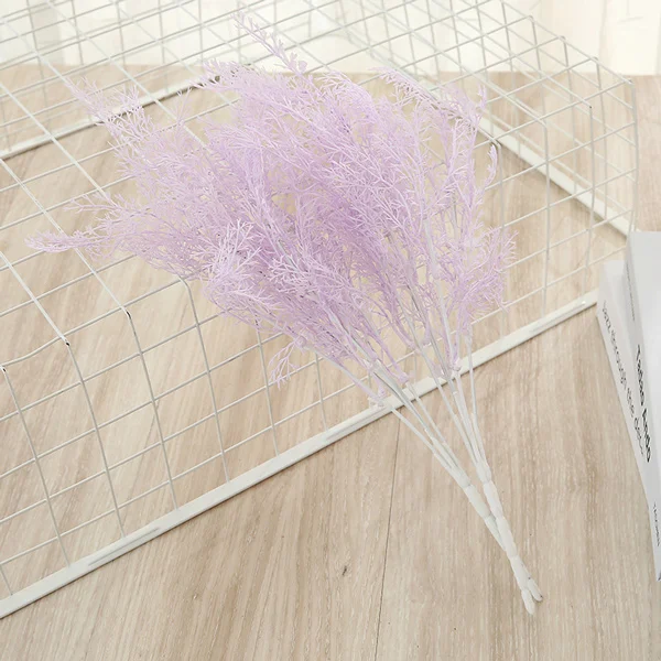Purple 34 см красочные поддельные ветки сосны пластиковое искусственное растение букет Рождественская декоративная трава для свадебной вечеринки праздничный Декор - Цвет: Purple