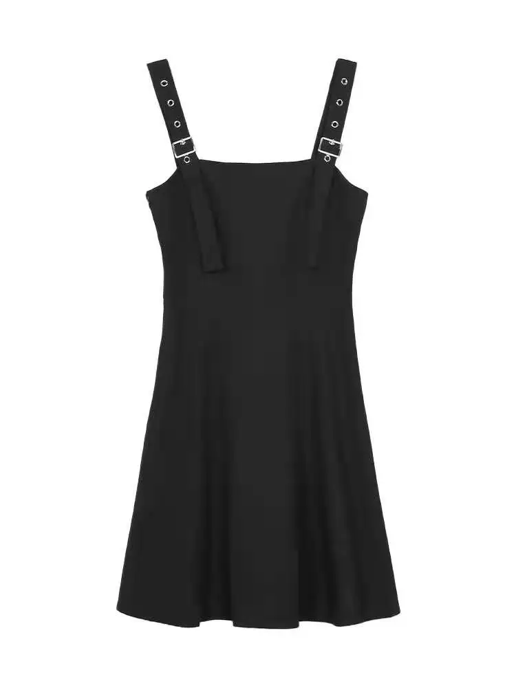 

Mechanical Style Suspender Skirt Women's Early Spring French Retro Dress Hepburn Inner Wear Waist Black Dress Two-Piece Suit