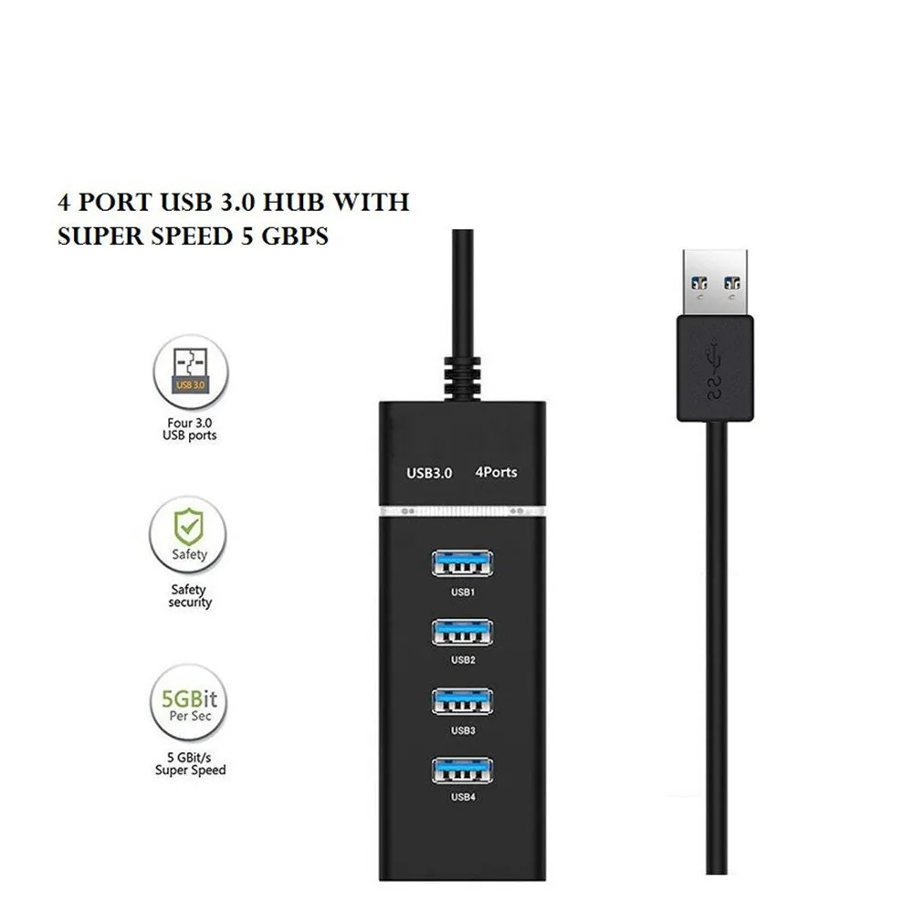 

UH430 4 Ports Multi High Speed USB 3.0 USB HUB USB Splitter UP TO 5GBPS Data Speeds for Laptop Pc Tablet