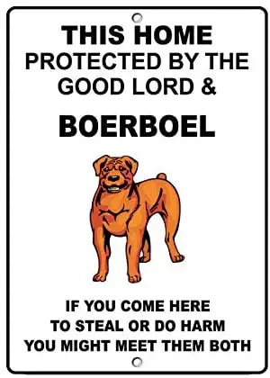 

Boerboel Dog Home Protected by Good Lord and Novelty 12 X 8 Inches Metal Tin Sign