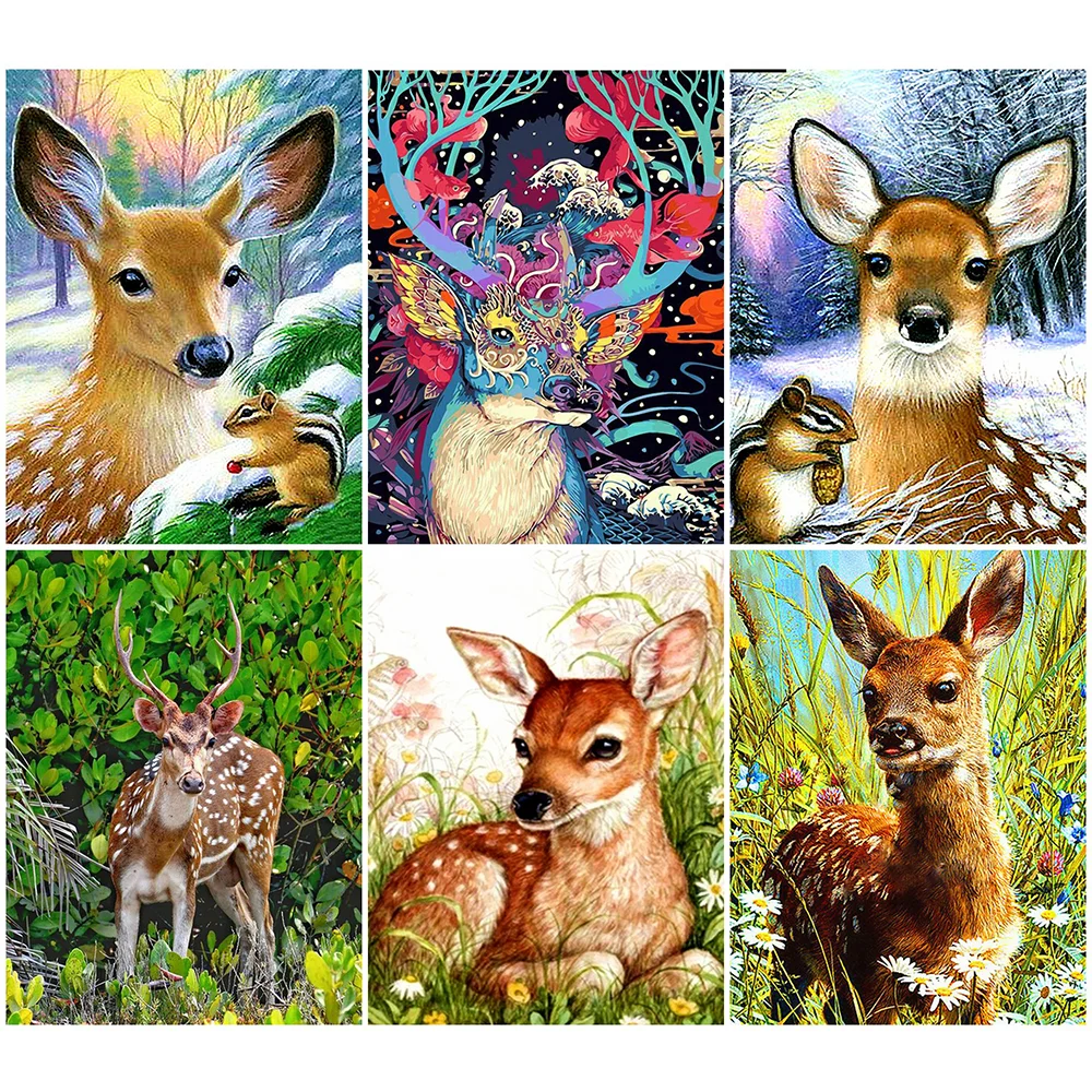 HUACAN 5D алмазная вышивка полностью квадратная картина с оленем животными ручная