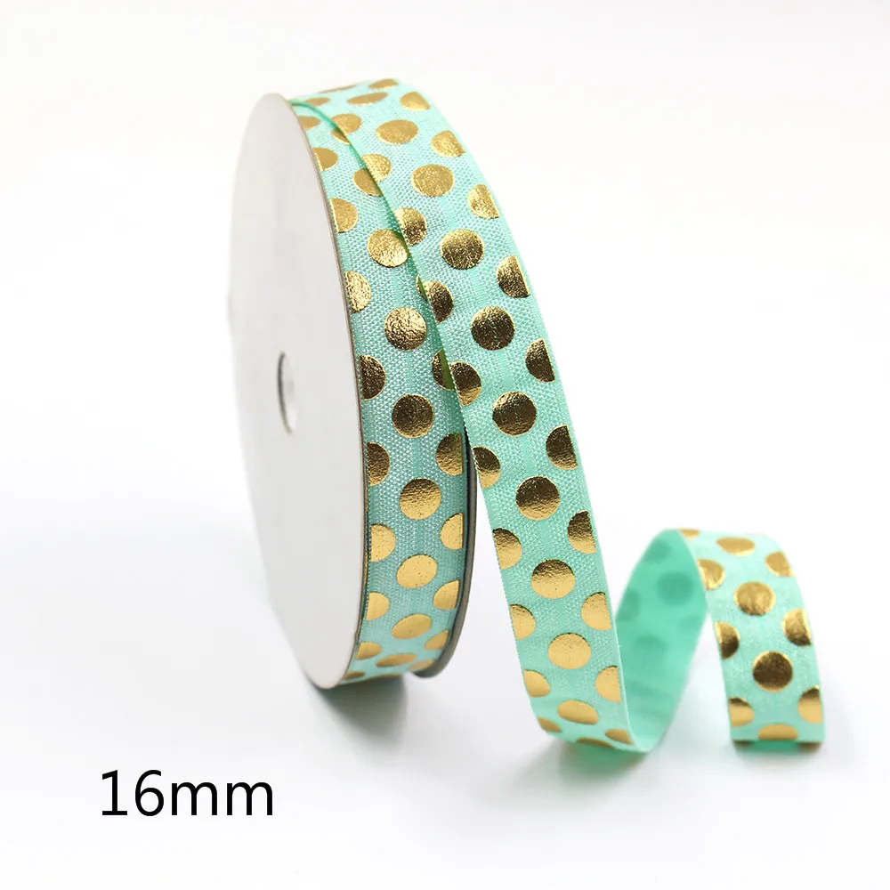 5yds 5/8 &quotГорячие золотые точки складываются над эластичным растягивающимся слоем