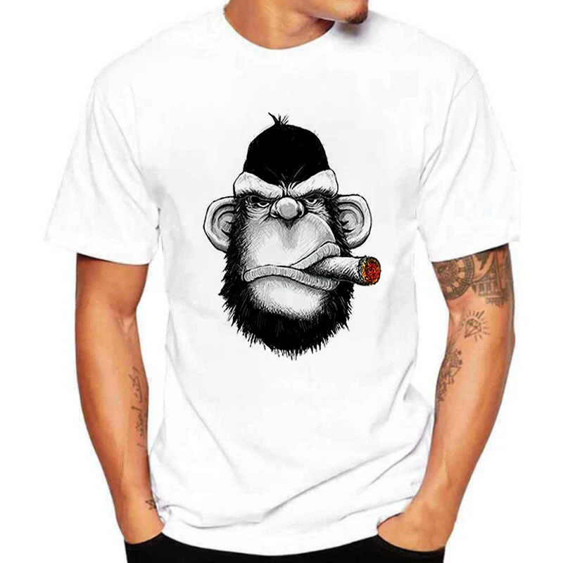 

Men's Women Cartoon Fashion Oversized Tshirt Male Clothing Fun Gorilla smoking Printed T Shirt Men Summer Harajuku Anime T-Shirt
