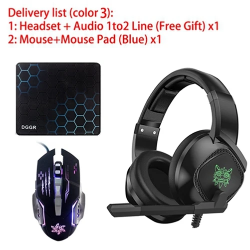 Pads Headset Mouse B ONIKUMA K19 3,5 мм разъем стерео игровая гарнитура игровые наушники лучшие бас наушники с микрофоном RGB светодиодный свет и игровая мышь Мыши - Цвет: Pads Headset Mouse B