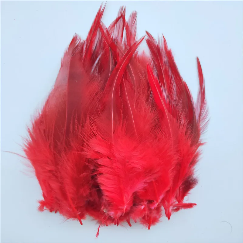 Red 50 шт./партия, куриные перья 4-6 дюймов, 10-15 см, петушиные перья для рукоделия, шлейф для украшения ювелирных изделий - Цвет: Red