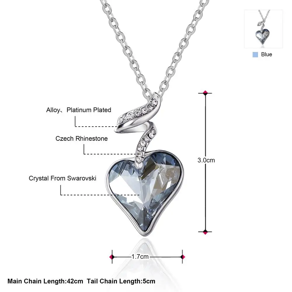 Neoglory Австрийские хрустальные стразы четыре цвета сердце любовь цепи ожерелья и