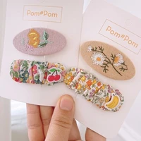 korean version new hairpins fabric embroidery flower bb hair clip pastoral girls floral fruit caterpillar hairgrip headdress