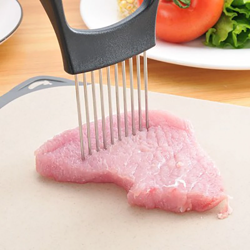 Резак для лука из нержавеющей стали аксессуары кухни слайсер держатель вилка