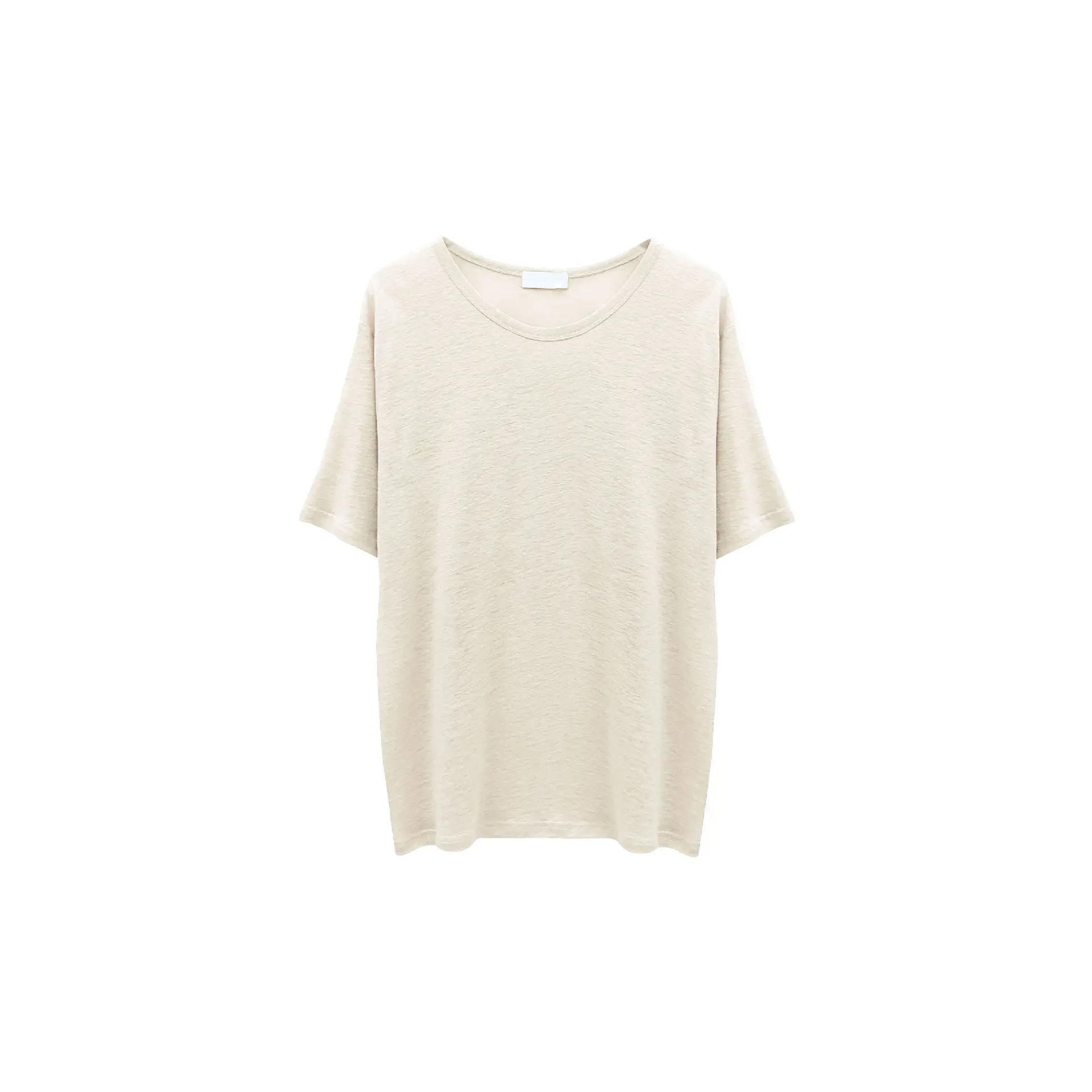 

2021 Summer New Korean Style Basic Style T-Shirt Women's round Neck Linen Blended Short Sleeve Loose, Comfortable Women's Top