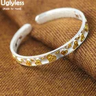 Женский Открытый браслет из чистого серебра 999 пробы, с сердечками