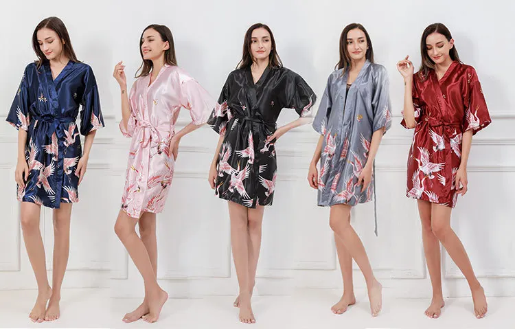 Модная женская летняя обувь мини кимоно халат женский из искусственного шёлка