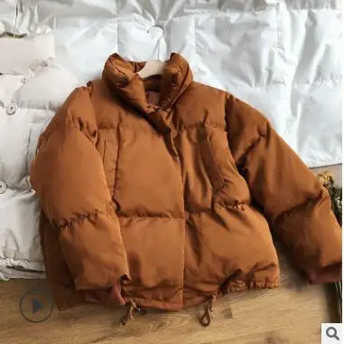 caramel colour Зимняя женская утолщенная пуховая парка, модное женское зимнее пальто с подкладкой, женский пуховик со стойкой, теплая Повседневная куртка размера плюс - Цвет: caramel colour
