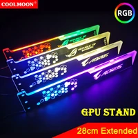 coolmoon 28cm extended graphics card support 5v 4pin rgb gpu holder bracket frame stand computer case light board accessories