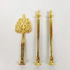 Подставка для торта металлическая, золотистая, серебристая, 2-х уровневая, в форме цветка, бумажный стаканчик, тарелка