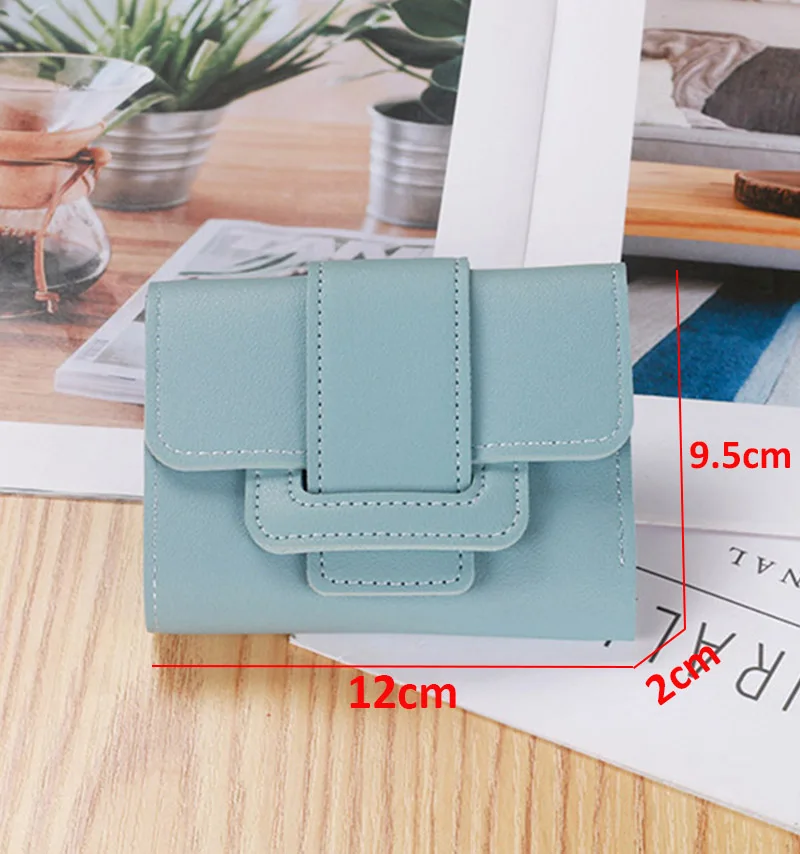 

New Fashion Women Short Wallets Pu Leather Solid Color Lady Student Hasp Purse Coin Money Clip Female Card Holder Clutch Bag