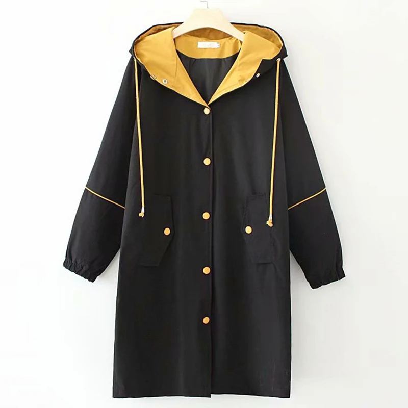 Женское пальто ветровка размера плюс новое осеннее свободного кроя женское