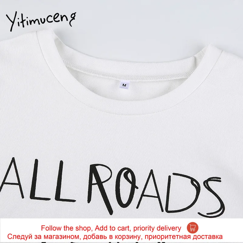 

Yitimuceng Letter Woman T Shirts White Crop Tops O-Neck Short Sleeve Tops loose Casual Clothes 2021 Summer Fashion Streetwear