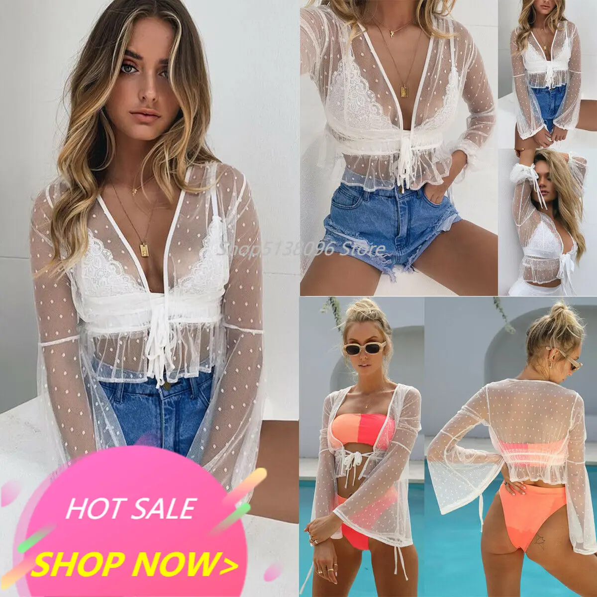 Новинка 2021 сексуальная женская белая короткая накидка летнее кружевное бикини в
