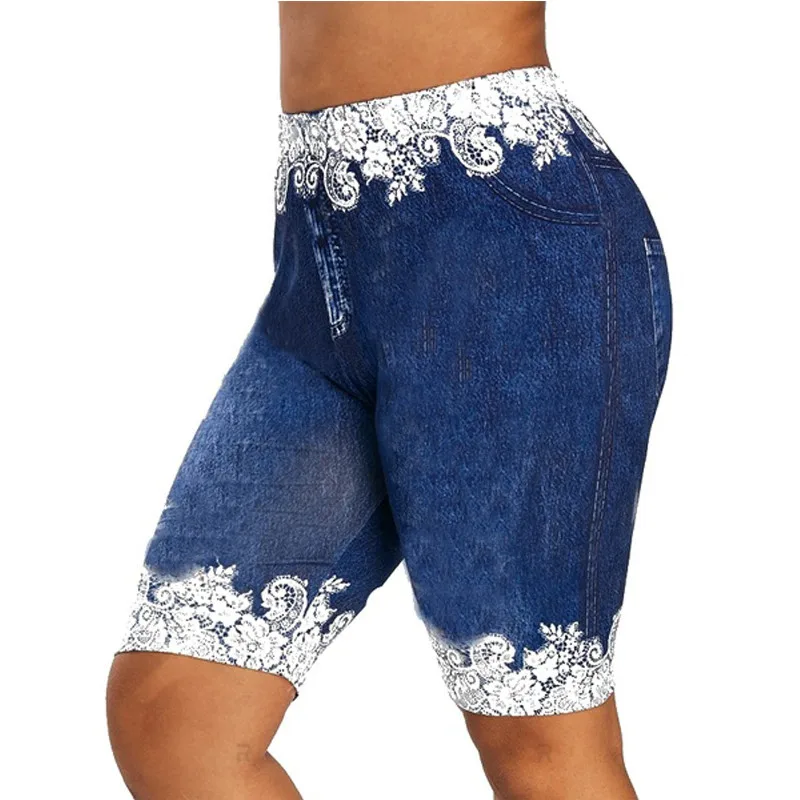 Короткие леггинсы с принтом женские джеггинсы идеально подходят для джинсов