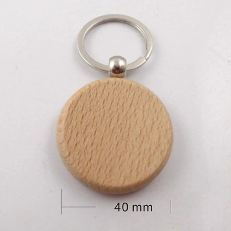 

20Pcs Blank Round Wooden Keychain DIY Wooden Keychain Key Tag Gift