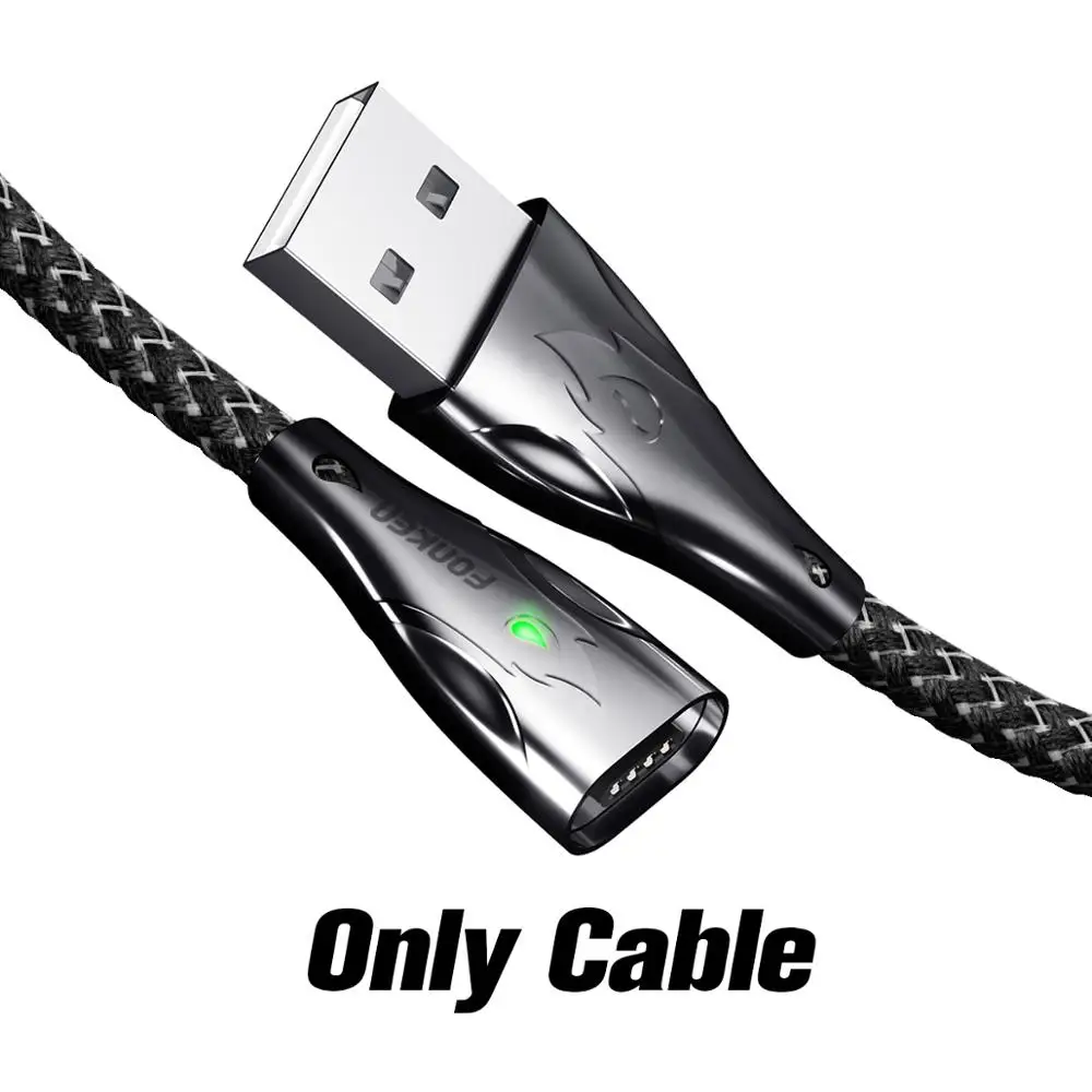 Grey Cable No Plug FONKEN Тип C Магнитный кабель Магнит Micro USB телефонный кабель из цинкового сплава, цинковый сплав 5A Быстрая зарядка для телефона шнур 1m 2m Тип-C кабель данных - Цвет: Grey Cable No Plug