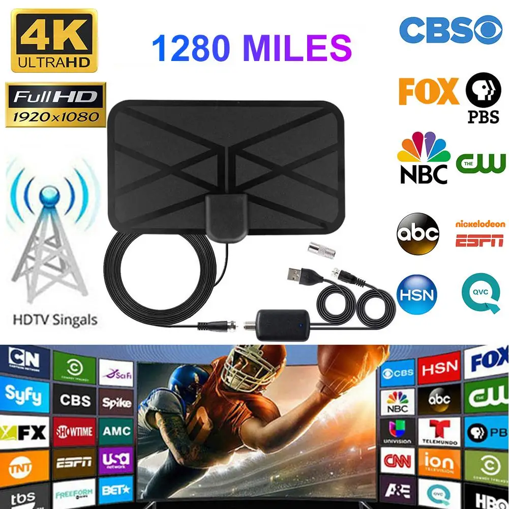 

4K Digital HDTV Aerial Indoor Amplified Antenna 1280 Miles Range for Life Local Channels Broadcast