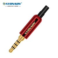 100pcslot 4 poles stereo 3 5mm male 4 pin connector tails cooper tube gold plated plug jack 3 5 wire connector earphone diy