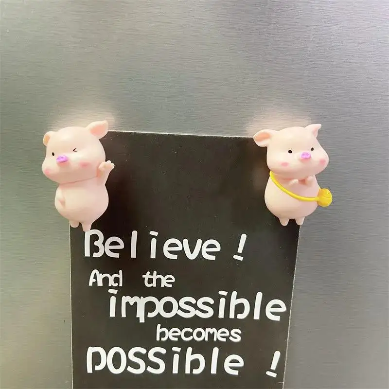 6Pcs/set Refrigerator sticker Cute Piggy Creative 3D Animal Magnetic Sticker Message Board Mini Pig Desktop Decoration Ornaments - купить по