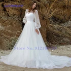 Женское свадебное платье It's yiiya, белое платье в стиле бохо с длинным рукавом, жемчужным тюлем и шлейфом на лето 2019