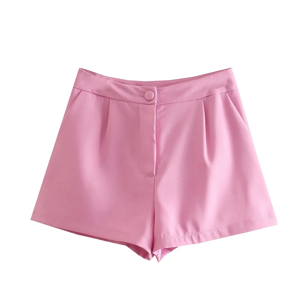 

Tide Summer Woman Pants Vintage Pink Sweet Cute Pants Female High Waist Vintage Girl Slim Casual Shorts Chic Bottoms