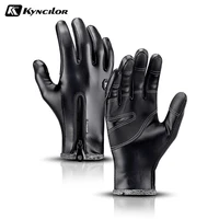 winter gloves men women warm thermal fleece leather gloves with zipper windproof waterproof antilsip ski snow snowboard gloves