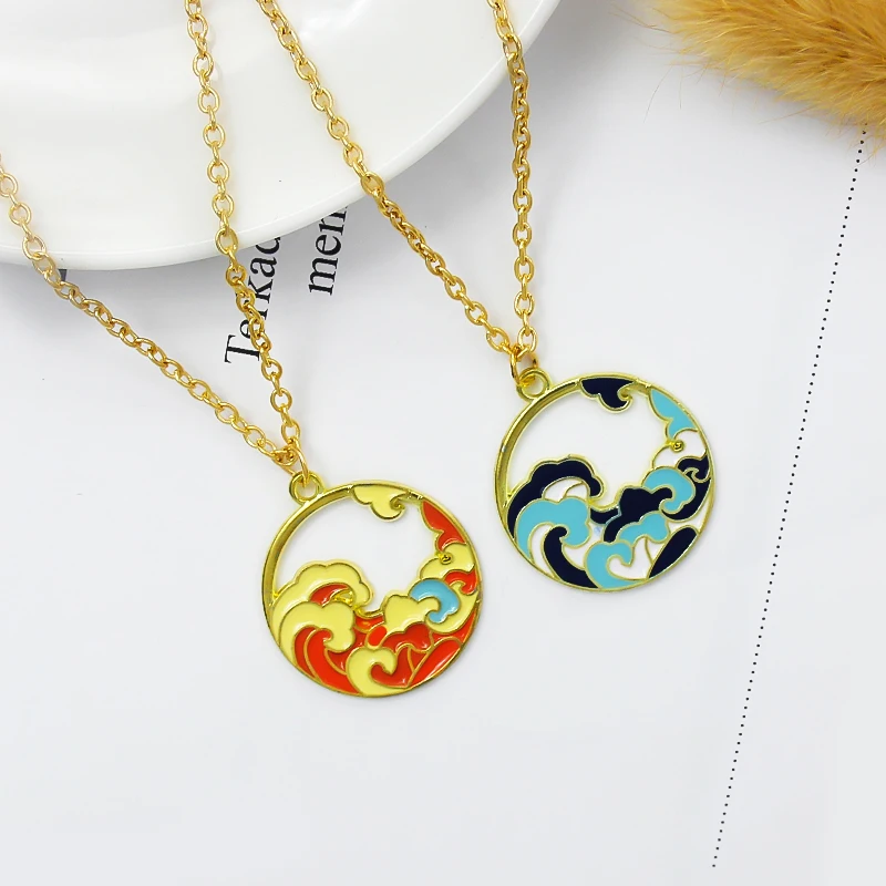 Новое маленькое круглое ожерелье в виде морской волны желтая синяя волна