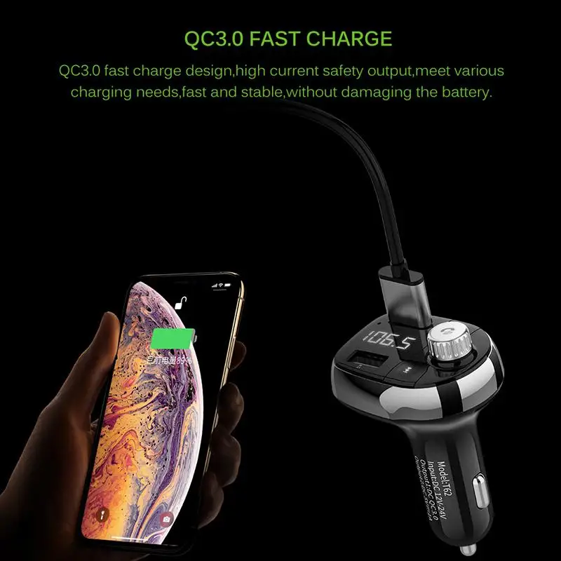 5V/ 3A A2DP fm-передатчик плеер ЖК-дисплей Автомобильный Адаптер зарядного устройства