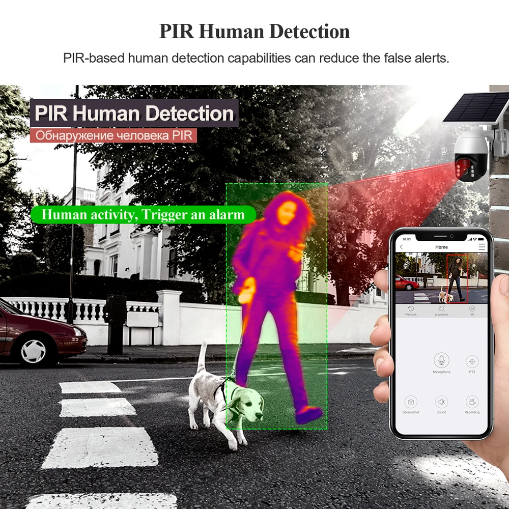 Techage 3MP Outdoor WiFi PTZ Security Solar Camera Wireless Battery IP PIR Human Detection Video Surveillance Waterproof |