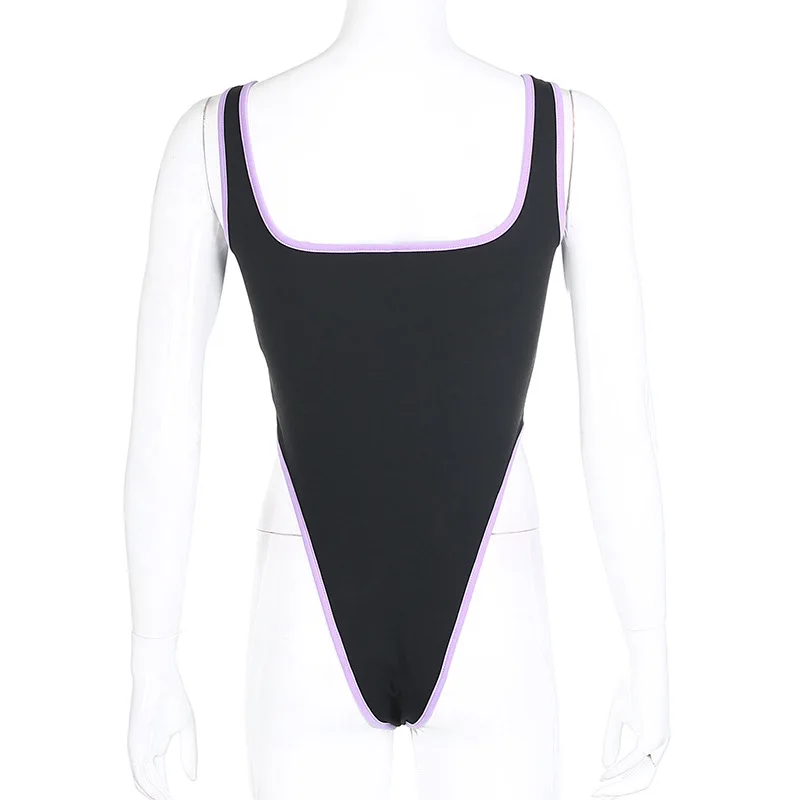 

Y2K Streetwear Square Collar Butterfly Bodysuits Vintage E-Girl Embroidery Backless Skinny Black Rompers 2000s Body Suit